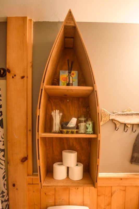 Shelf built in the shape of a canoe