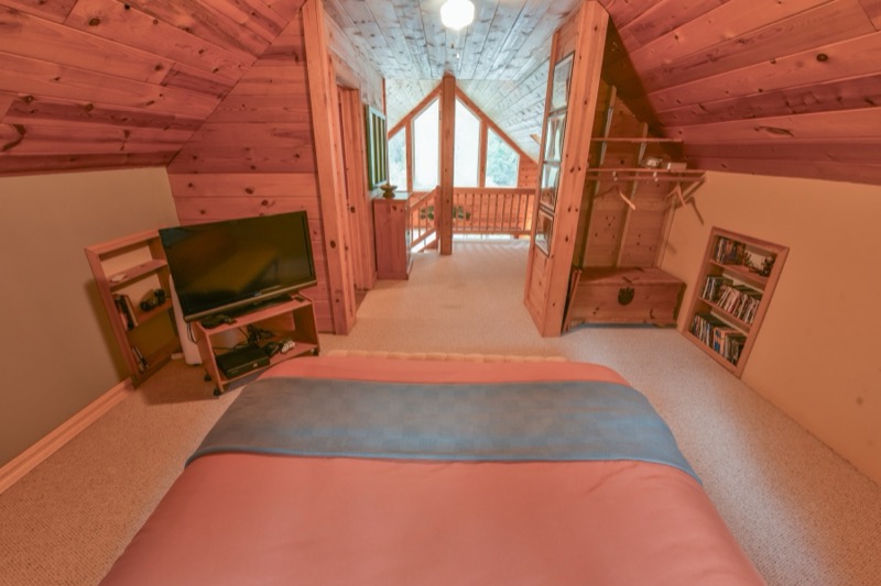 Loft bedroom under the A-frame